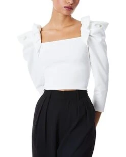 Alice + Olivia Genny Ruffle Fitted Top Women