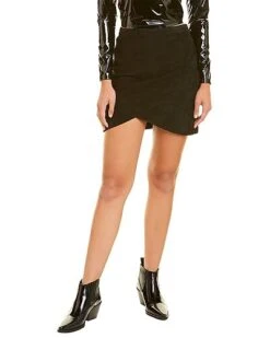Alice + Olivia Fidela Suede Draped Mini Skirt Women