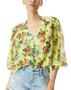 Alice + Olivia Serena Mandarin Collar Blouse Women