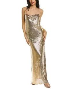 Alice + Olivia Harmony Silk-Trim Chainmail Slip Dress Women