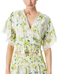 Alice + Olivia Tabitha Ruffle Crop Blouse Women