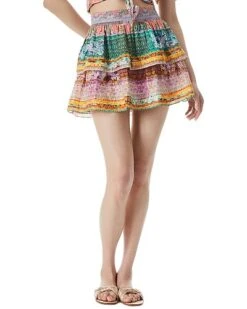 Alice + Olivia Jojo Smocked Ruffle Mini Skirt Women