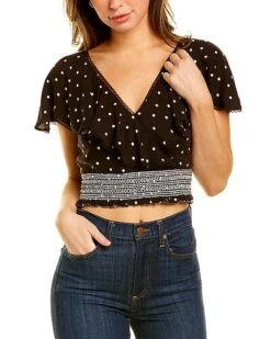 Alice + Olivia Reese Ruffle Crop Top Women