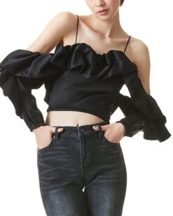 Alice + Olivia Monrow Ruffle Crop Top Women