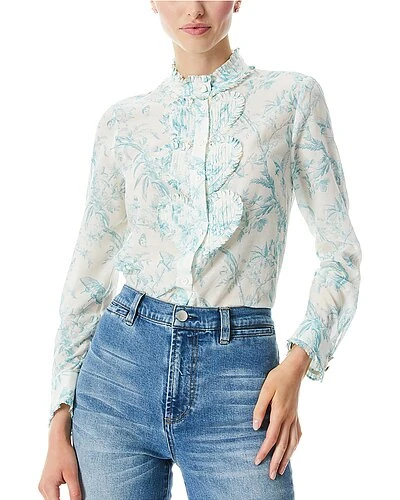 Alice + Olivia Kurt Silk-Blend Top Women 1 Alice + Olivia Kurt Silk-Blend Top Women