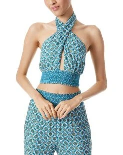 Alice + Olivia Lyndon Cross Front Halter Top Women
