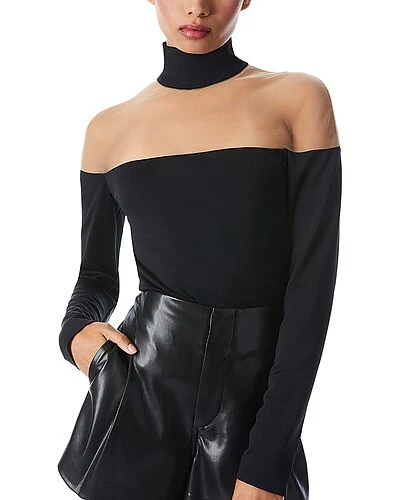 Alice + Olivia Zahra Sheer Panel Turtleneck Top Women 1 Alice + Olivia Zahra Sheer Panel Turtleneck Top Women