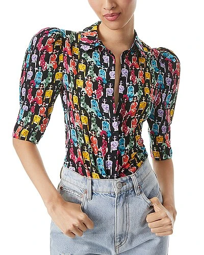 Alice + Olivia Willa Puff Sleeve Silk Top Women 1 Alice + Olivia Willa Puff Sleeve Silk Top Women