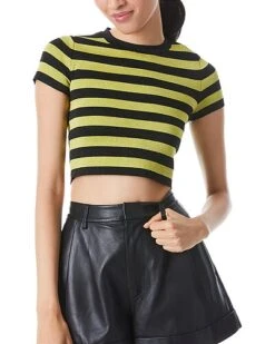 Alice + Olivia Ciara Stripe Metallic Pullover Women