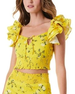 Alice + Olivia Shanae Ruffle Sleeve Top Women