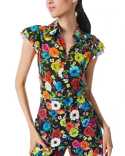 Alice + Olivia Martel Flutter Sleeve Silk Blouse Women 1 Alice + Olivia Martel Flutter Sleeve Silk Blouse Women