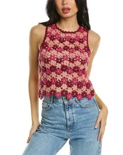 Alice + Olivia Reva Flower Crochet Shell Women