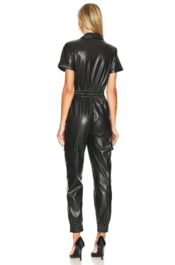 Alice + Olivia Levi Faux Leather Cargo Jumpsuit Black 5 Alice + Olivia Levi Faux Leather Cargo Jumpsuit Black -Alice + Olivia Shop ALI WC28 V3