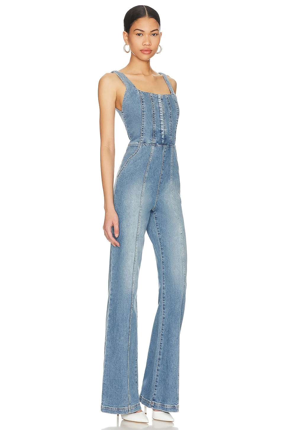 Alice + Olivia Chels Denim Corset Jumpsuit Brea Blue 2 Alice + Olivia Chels Denim Corset Jumpsuit Brea Blue - Image 2
