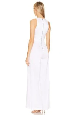 Alice + Olivia Myrtle Low V-neck Wide Jumpsuit White 5 Alice + Olivia Myrtle Low V-neck Wide Jumpsuit White -Alice + Olivia Shop ALI WC35 V3
