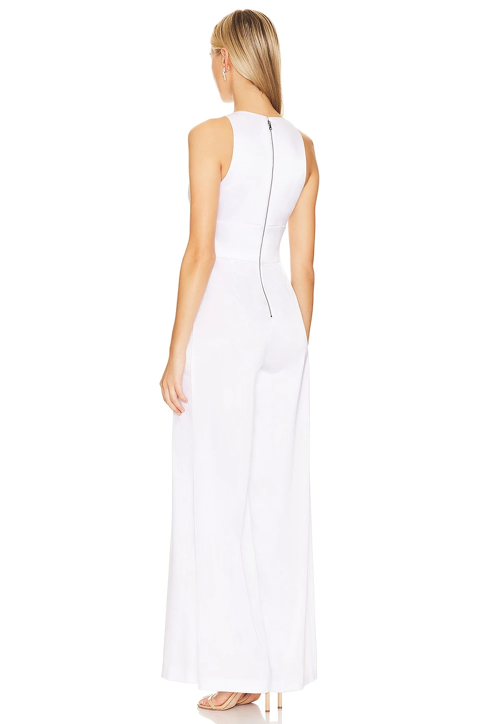 Alice + Olivia Myrtle Low V-neck Wide Jumpsuit White 3 Alice + Olivia Myrtle Low V-neck Wide Jumpsuit White - Image 3