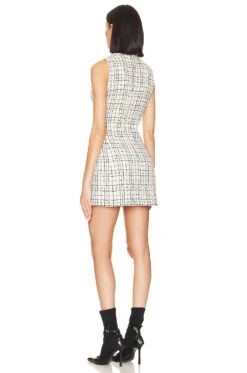 Alice + Olivia Jordy Double Breasted Tuxedo Dress Ecru & Black -Alice + Olivia Shop ALI WD1002 V3