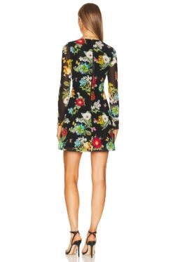 Alice + Olivia Delora Long Sleeve Flare Mini Dress Atrium Floral Small -Alice + Olivia Shop ALI WD1006 V3