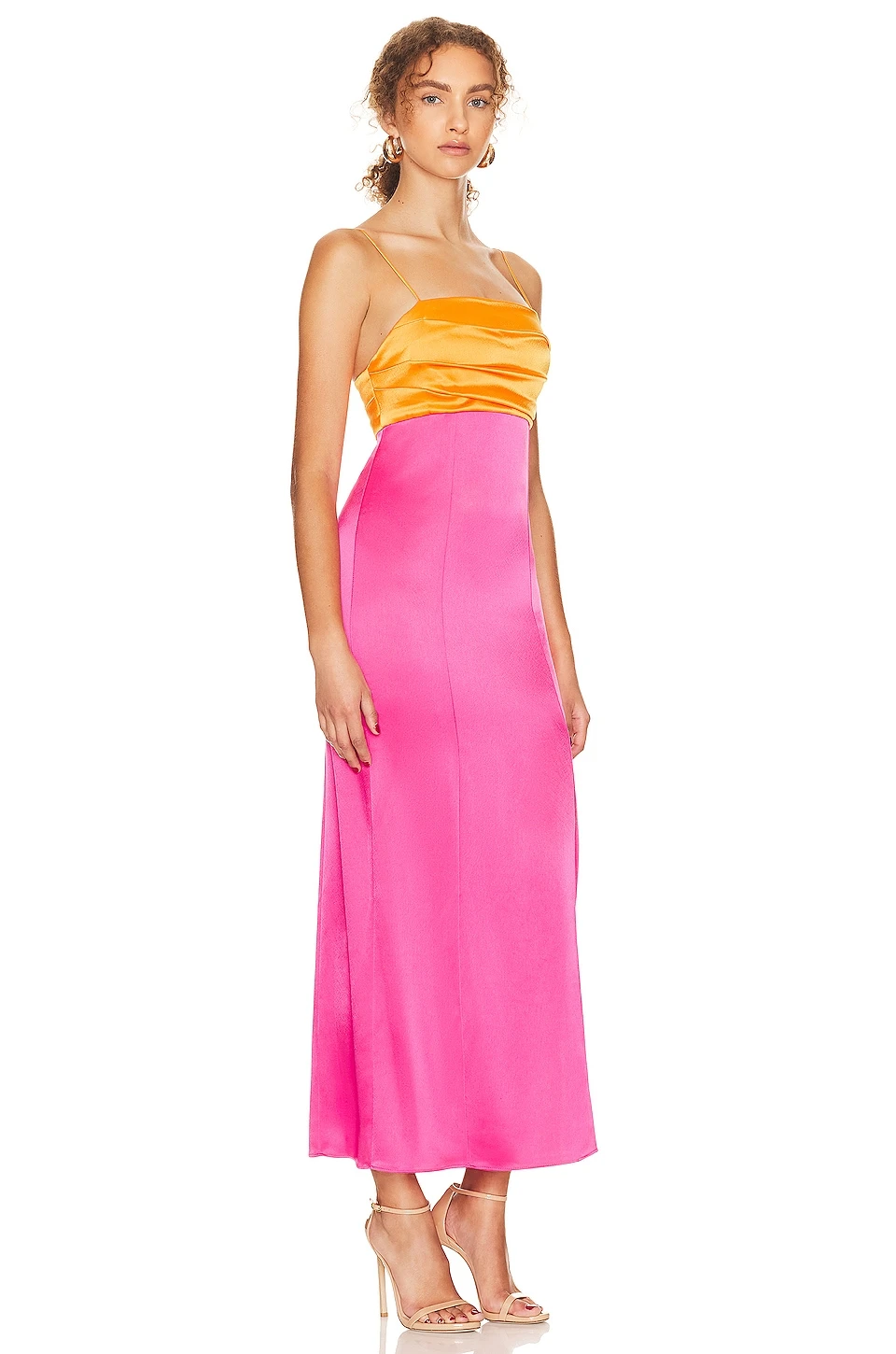 Alice + Olivia Lilita Slit Midi Dress Tangerine & Candy 2 Alice + Olivia Lilita Slit Midi Dress Tangerine & Candy - Image 2
