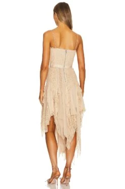 Alice + Olivia Maritza Bustier Asymmetrical Midi Dress Almond -Alice + Olivia Shop ALI WD1021 V3