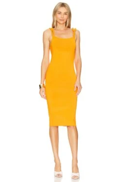 Alice + Olivia Alina Midi Dress With Cord Straps Tangerine