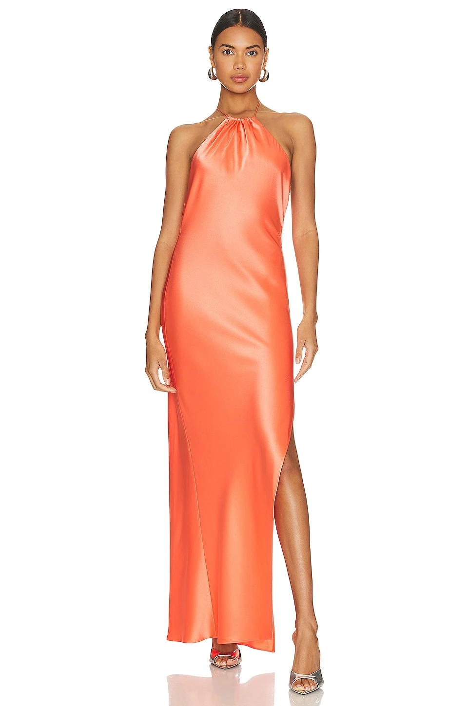 Alice + Olivia Zumi Open Back Halter Maxi Dress Coral Susent 2 Alice + Olivia Zumi Open Back Halter Maxi Dress Coral Susent - Image 2