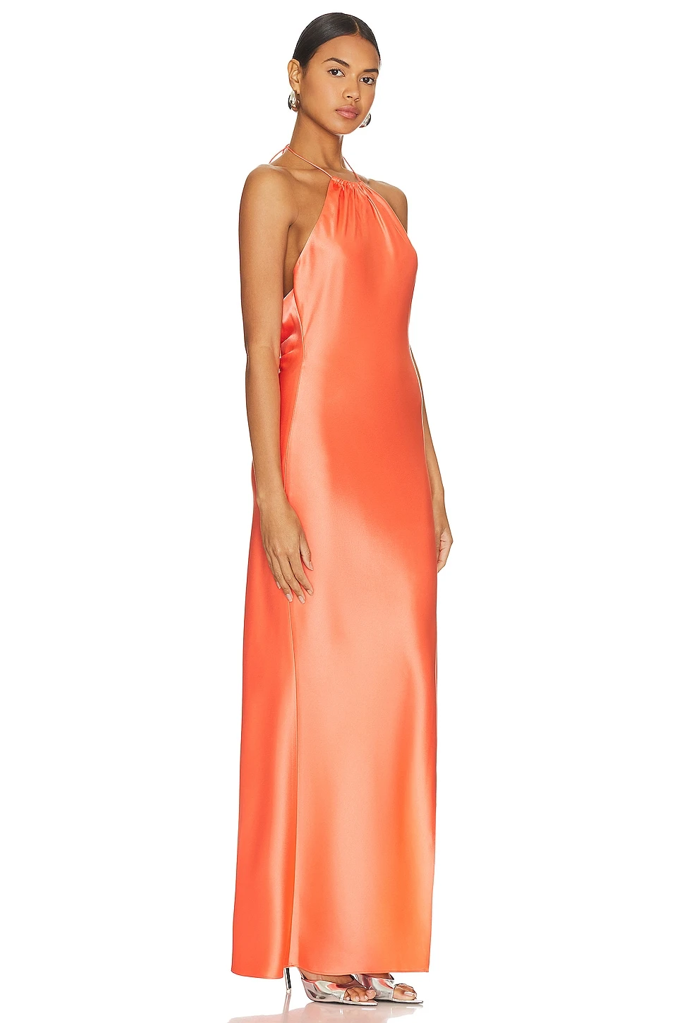 Alice + Olivia Zumi Open Back Halter Maxi Dress Coral Susent 3 Alice + Olivia Zumi Open Back Halter Maxi Dress Coral Susent - Image 3
