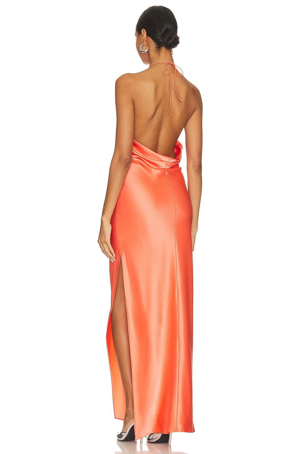 Alice + Olivia Zumi Open Back Halter Maxi Dress Coral Susent 4 Alice + Olivia Zumi Open Back Halter Maxi Dress Coral Susent - Image 4