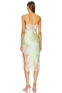 Alice + Olivia Kerr Lace Trim Asymmetrical Mid Slip Dress Pistachio 5 Alice + Olivia Kerr Lace Trim Asymmetrical Mid Slip Dress Pistachio -Alice + Olivia Shop ALI WD1037 V3