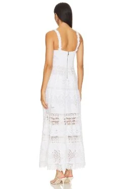 Alice + Olivia Alora Embroidered Midi Dress White -Alice + Olivia Shop ALI WD1038 V3