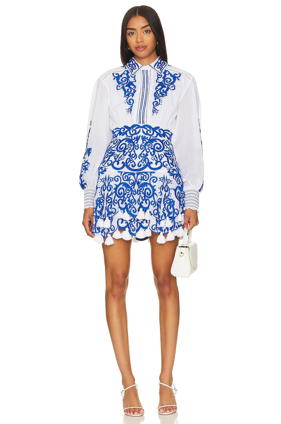 Alice + Olivia Loryn Ember Mini Dress White & Sapphire 1 Alice + Olivia Loryn Ember Mini Dress White & Sapphire