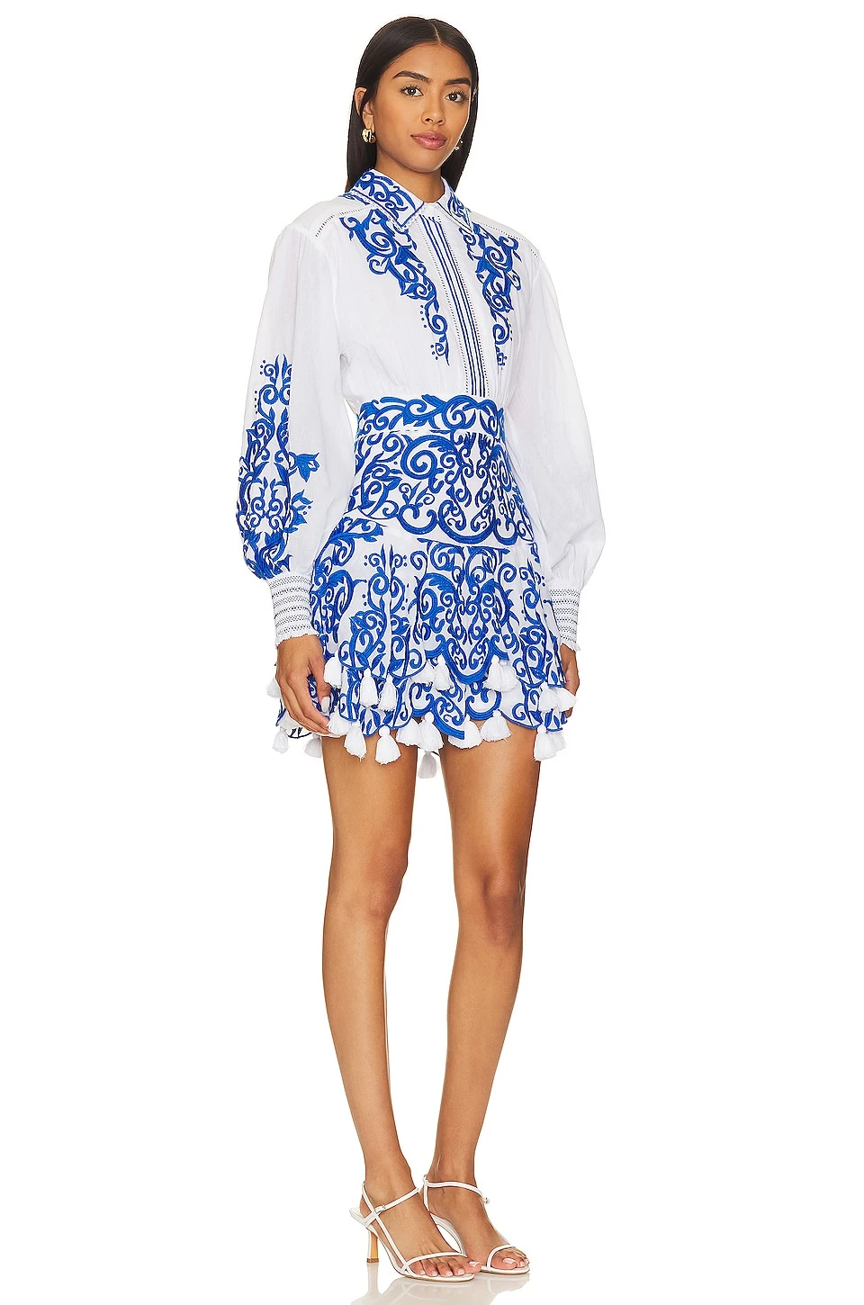Alice + Olivia Loryn Ember Mini Dress White & Sapphire 2 Alice + Olivia Loryn Ember Mini Dress White & Sapphire - Image 2