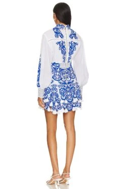 Alice + Olivia Loryn Ember Mini Dress White & Sapphire 5 Alice + Olivia Loryn Ember Mini Dress White & Sapphire -Alice + Olivia Shop ALI WD1043 V3