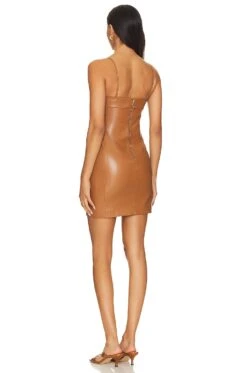 Alice + Olivia Kelly Faux Leather Mini Dress Camel -Alice + Olivia Shop ALI WD1045 V3