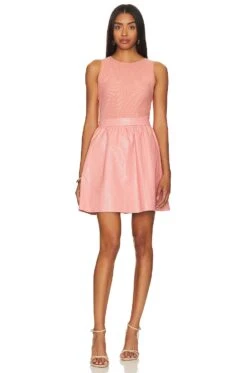 Alice + Olivia Chara Faux Leather Mini Dress Rose