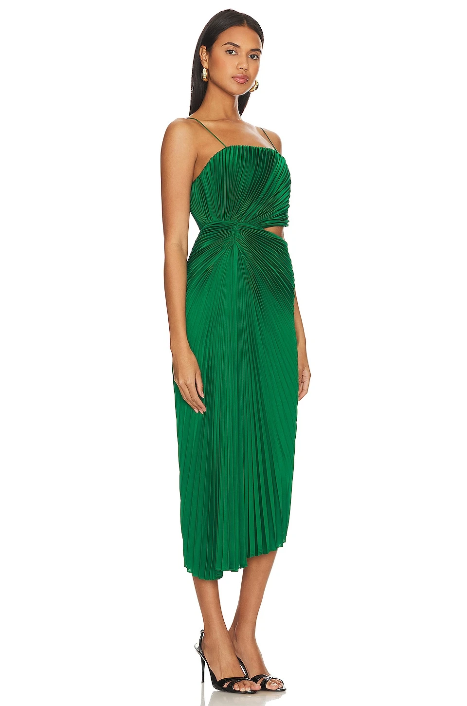 Alice + Olivia Fayeth Midi Dress Emerald 2 Alice + Olivia Fayeth Midi Dress Emerald - Image 2