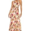 Alice + Olivia Dita Halter Dress Juniper Floral Rose