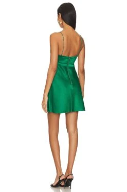 Alice + Olivia Julietta Mini Slip Dress Emerald -Alice + Olivia Shop ALI WD1053 V3