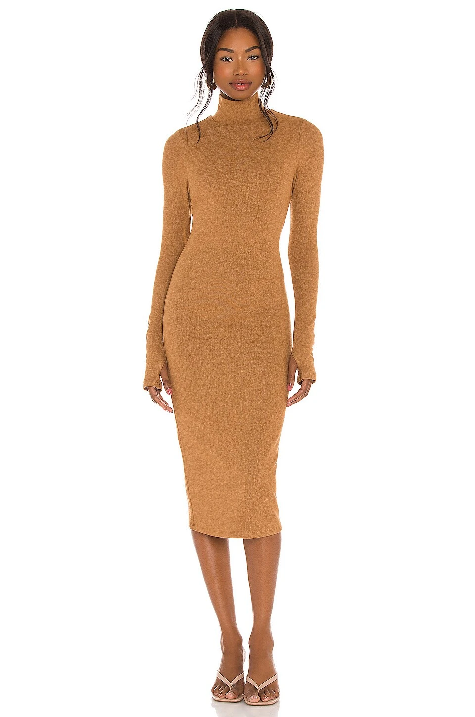 Alice + Olivia Delora Turtleneck Dress Camel 2 Alice + Olivia Delora Turtleneck Dress Camel - Image 2