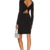 Alice + Olivia Estelle Twist Back Mock Neck Mini Dress Black
