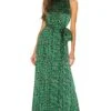 Alice + Olivia Dita Smocked Neck Maxi Dress Making Plans Dark Emerald