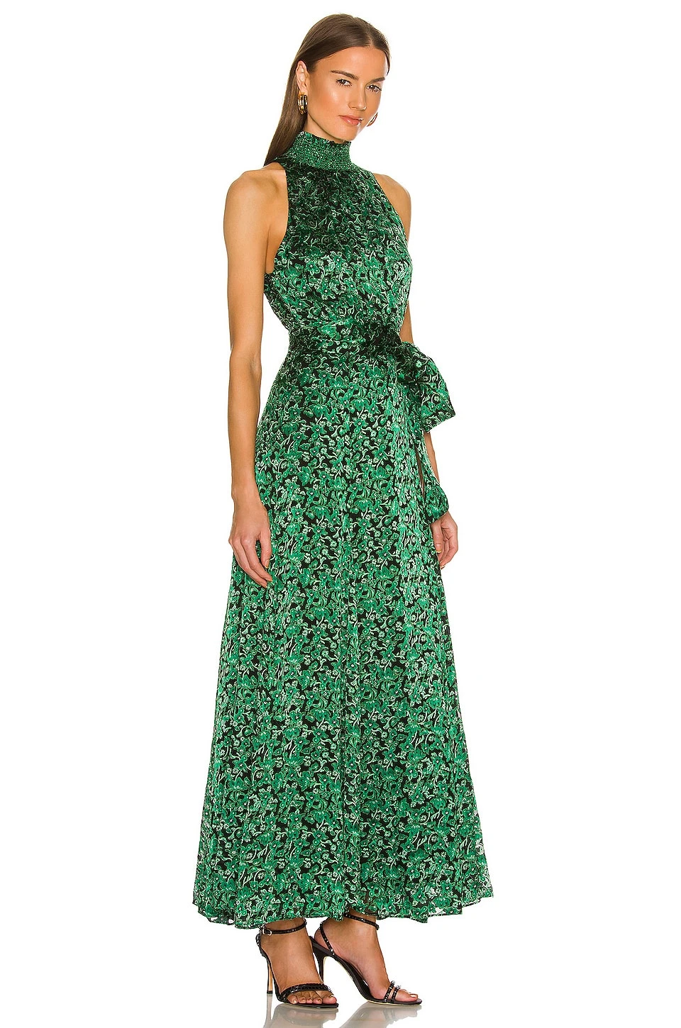 Alice + Olivia Dita Smocked Neck Maxi Dress Making Plans Dark Emerald 2 Alice + Olivia Dita Smocked Neck Maxi Dress Making Plans Dark Emerald - Image 2