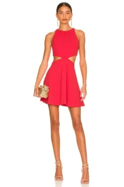 Alice + Olivia Cara Fit Flare Dress Bright Poppy