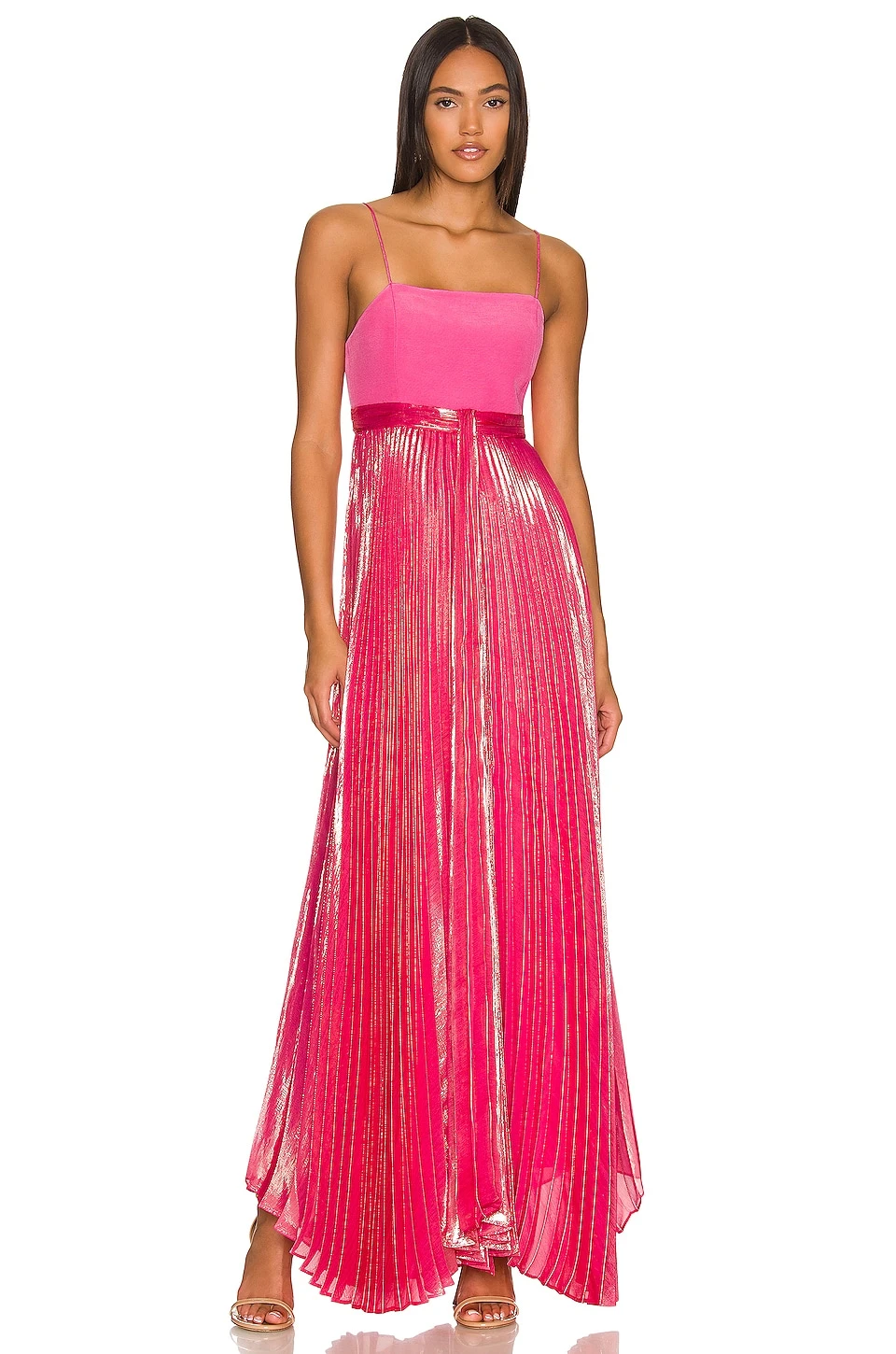 Alice + Olivia Despina Pleated Maxi Dress French Rose 1 Alice + Olivia Despina Pleated Maxi Dress French Rose