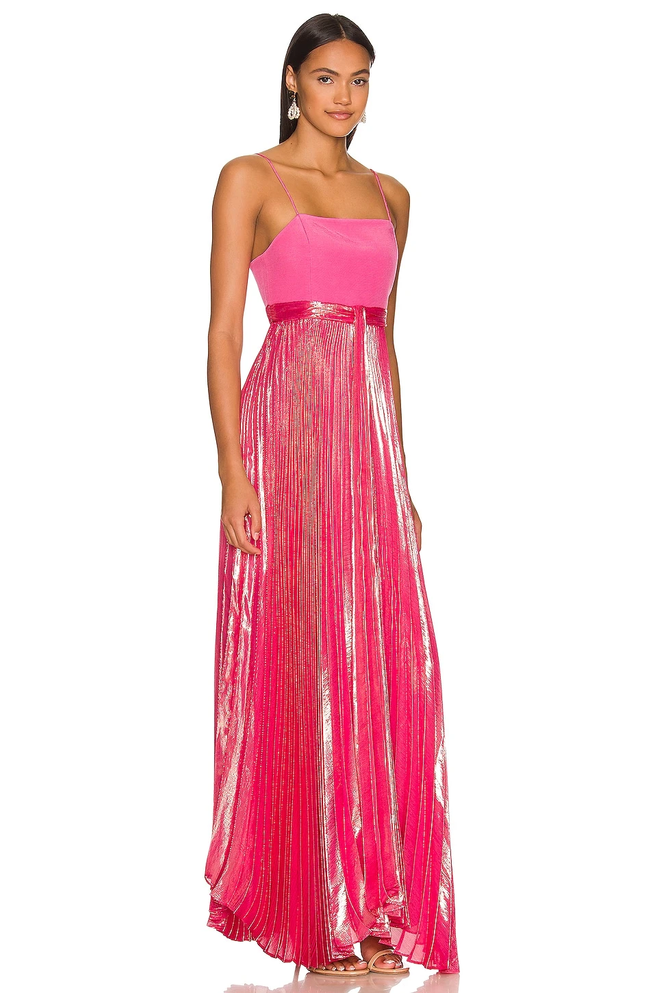 Alice + Olivia Despina Pleated Maxi Dress French Rose 2 Alice + Olivia Despina Pleated Maxi Dress French Rose - Image 2
