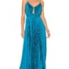 Alice + Olivia Gloria Pleated Maxi Dress Ocean Blue