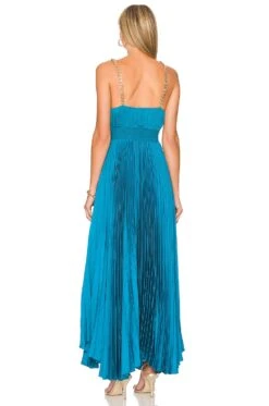 Alice + Olivia Gloria Pleated Maxi Dress Ocean Blue 6 Alice + Olivia Gloria Pleated Maxi Dress Ocean Blue -Alice + Olivia Shop ALI WD943 V3