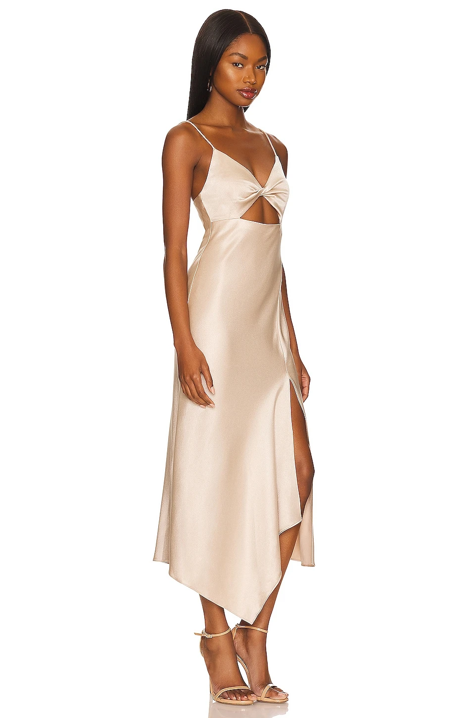 Alice + Olivia Harmony Asymmetrical Midi Dress Sand 2 Alice + Olivia Harmony Asymmetrical Midi Dress Sand - Image 2