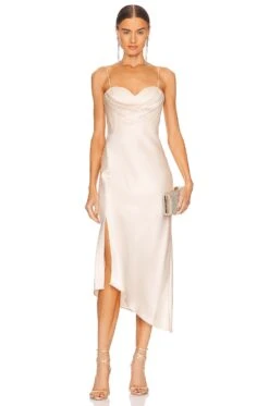 Alice + Olivia Kiyoko Midi Dress Champagne