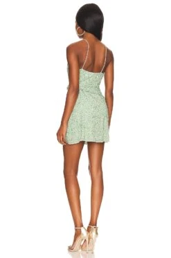 Alice + Olivia Celestine Embellished Wrap Mini Dress Light Sage -Alice + Olivia Shop ALI WD959 V3